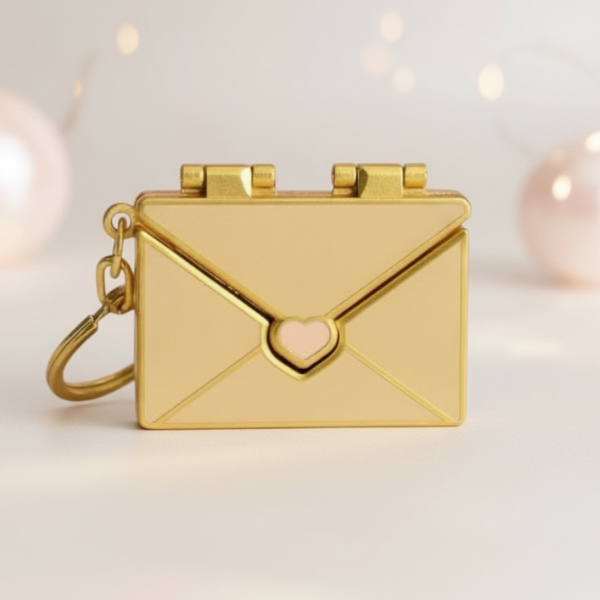 A close-up of The Forever Letter Keyring by Inwords Gifting, featuring a silver keyring with an engraved personalized letter charm.