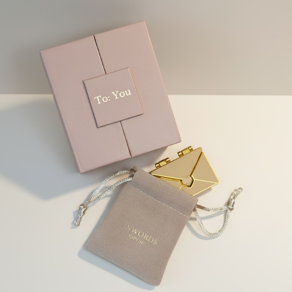 Inwords Gifting The Forever Letter keyring with engraved personalized message and silver-tone metal finish.