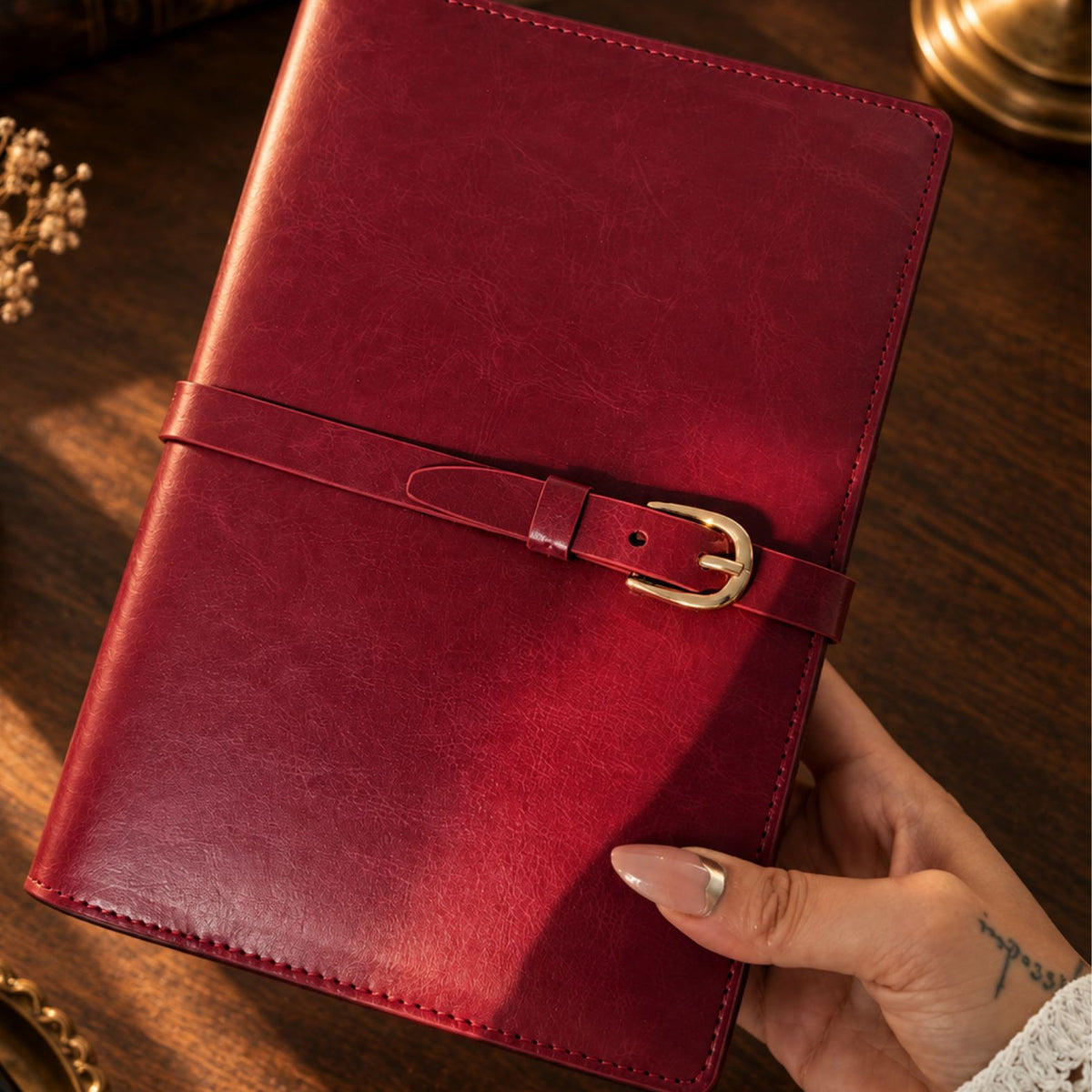 Burgundy Inwords Gifting Mémoire Journal with elegant cover, ideal for personal writing and memoirs.