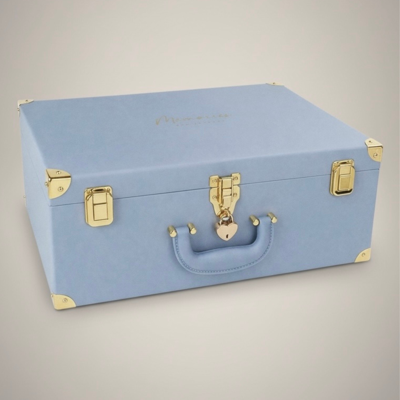 Large baby blue memory keepsake box from Inwords Gifting, designed for storing cherished mementos and new chapter memories.