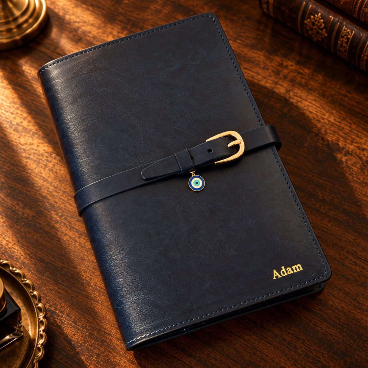 Navy blue Inwords Gifting Mémoire Journal with embossed cover and lined pages, ideal for writing and personal reflection.