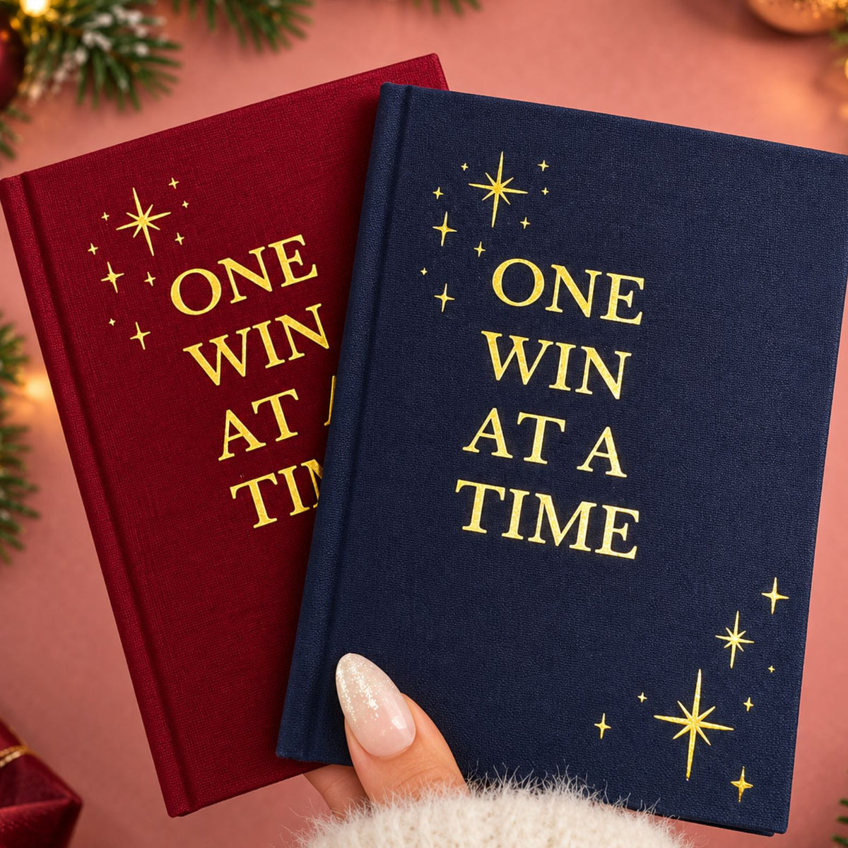 Red Christmas edition gift set from Inwords Gifting featuring "One Win at a Time" themed message and festive packaging.