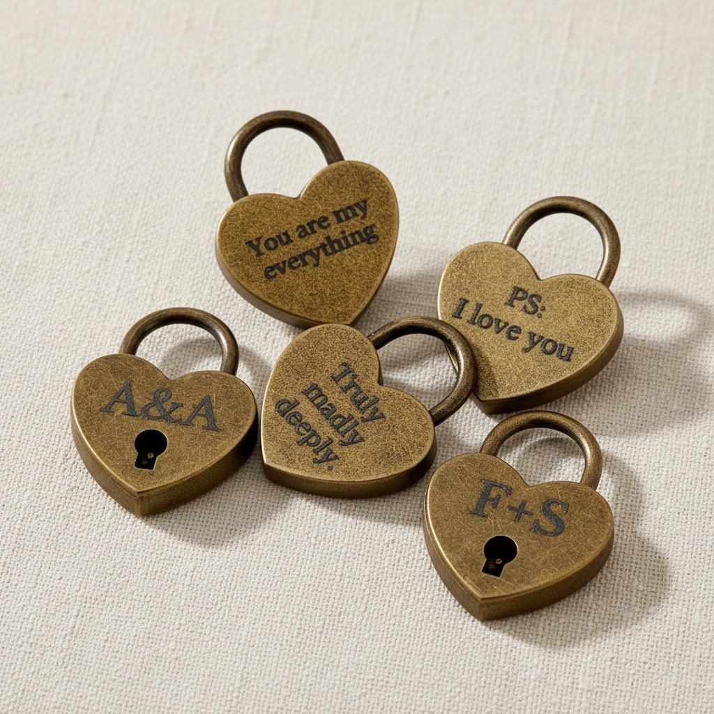 Heart locks engraved with personal messages