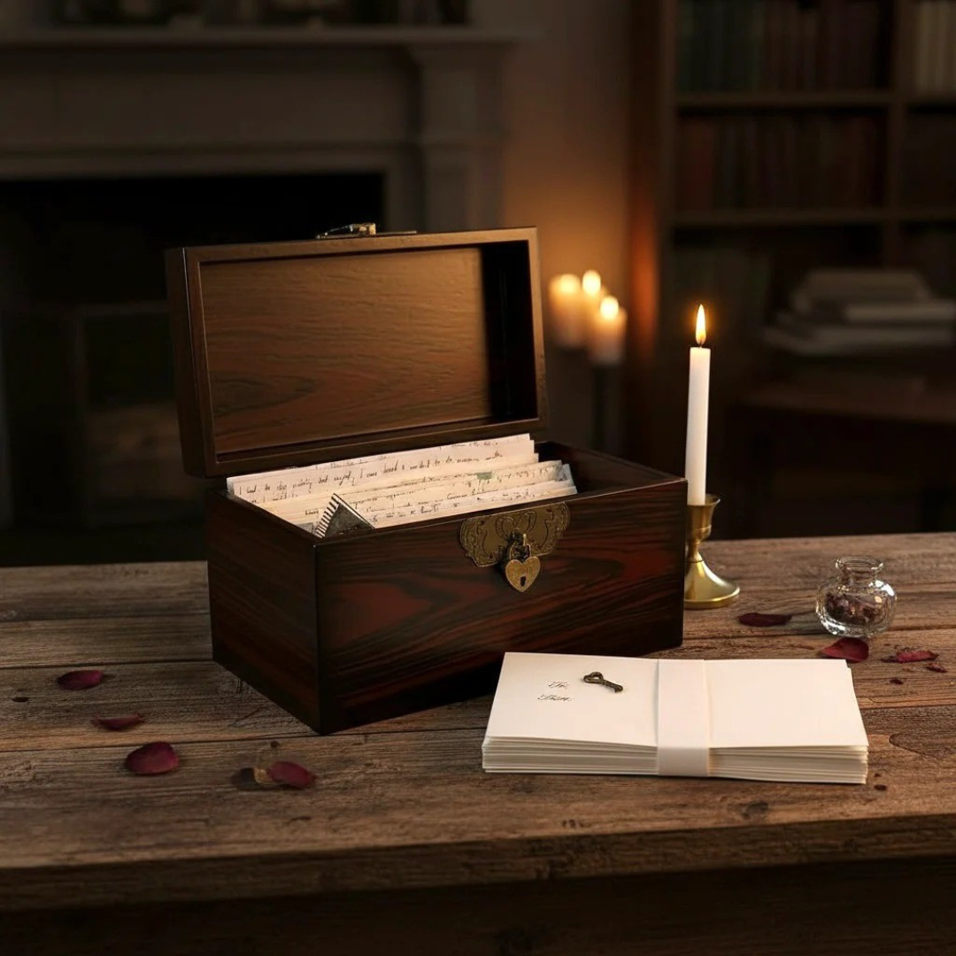 Inwords Gifting The Forever Letters Keepsake Set featuring personalized letter keepsakes on display.