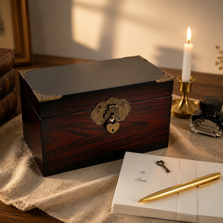 A creative set of stationery and letter-making tools from Inwords Gifting's Forever Letters Kit, displayed on a wooden surface.